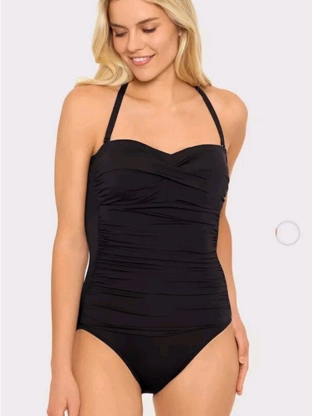Lauren Ralph Lauren Beach Club Twist Bandeau One Piece Swimsuit Black Size 8